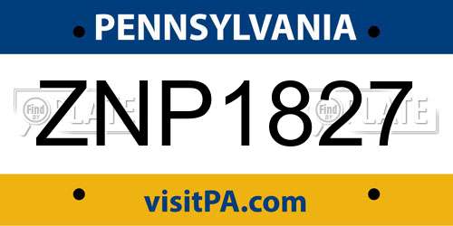 ZNP1827 Pennsylvania License Plate