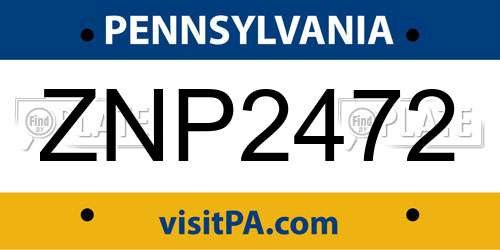 ZNP2472 Pennsylvania License Plate