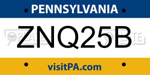ZNQ25B Pennsylvania License Plate