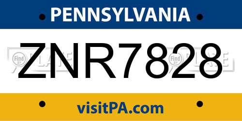 ZNR7828 Pennsylvania License Plate