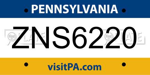 ZNS6220 Pennsylvania License Plate