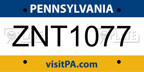 ZNT1077 Pennsylvania License Plate