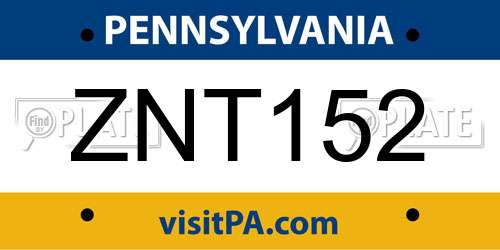 ZNT152 Pennsylvania License Plate