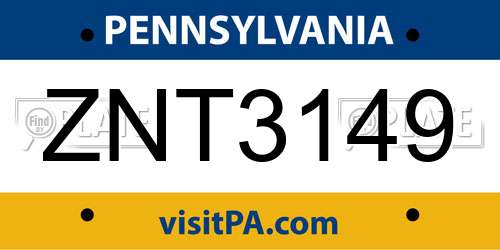 ZNT3149 Pennsylvania License Plate