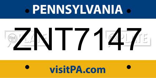 ZNT7147 Pennsylvania License Plate