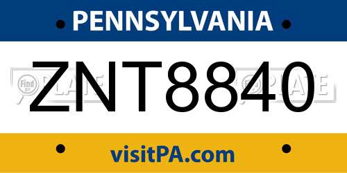 ZNT8840 Pennsylvania License Plate