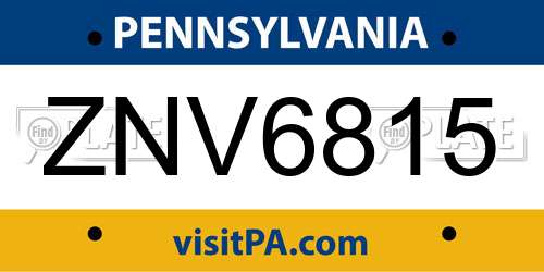 ZNV6815 Pennsylvania License Plate