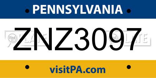 ZNZ3097 Pennsylvania License Plate