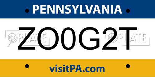ZO0G2T Pennsylvania License Plate