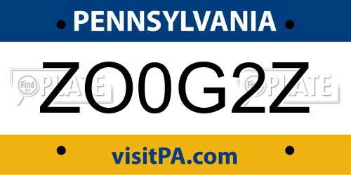 ZO0G2Z Pennsylvania License Plate