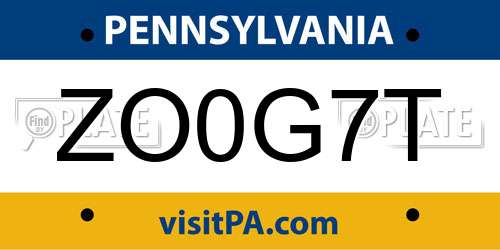 ZO0G7T Pennsylvania License Plate