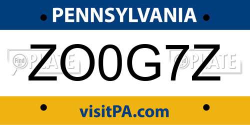 ZO0G7Z Pennsylvania License Plate