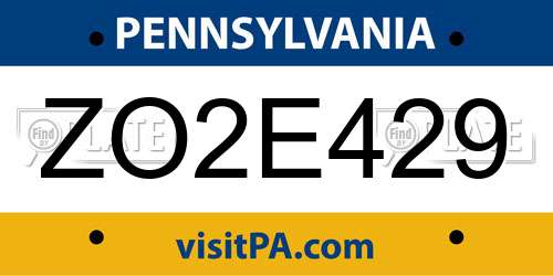 ZO2E429 Pennsylvania License Plate