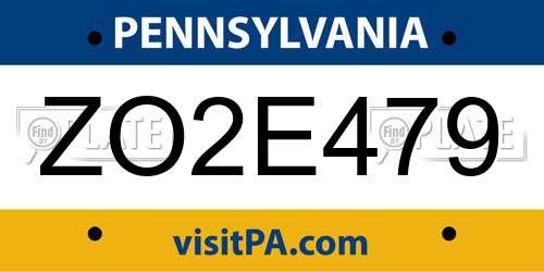 ZO2E479 Pennsylvania License Plate