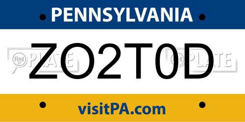 ZO2T0D Pennsylvania License Plate