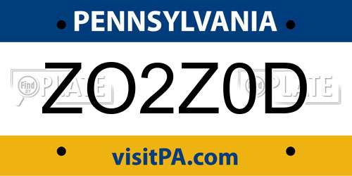 ZO2Z0D Pennsylvania License Plate