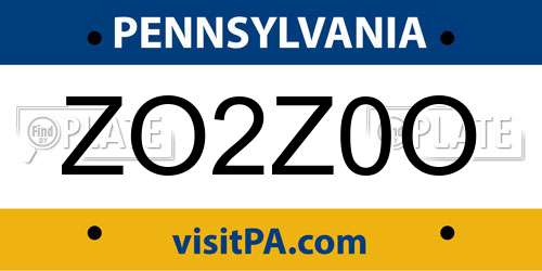 ZO2Z0O Pennsylvania License Plate