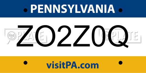 ZO2Z0Q Pennsylvania License Plate