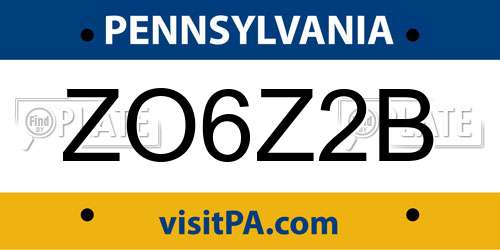 ZO6Z2B Pennsylvania License Plate