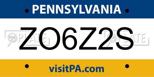 ZO6Z2S Pennsylvania License Plate
