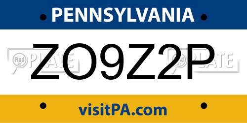 ZO9Z2P Pennsylvania License Plate