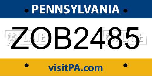 ZOB2485 Pennsylvania License Plate