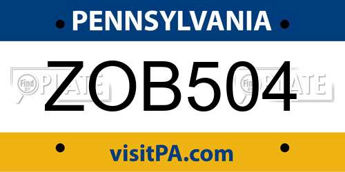 ZOB504 Pennsylvania License Plate