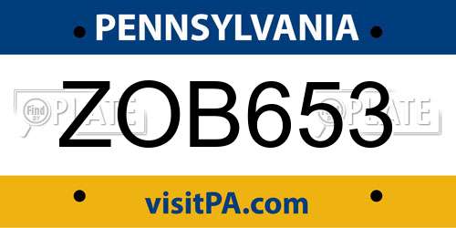 ZOB653 Pennsylvania License Plate
