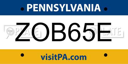 ZOB65E Pennsylvania License Plate