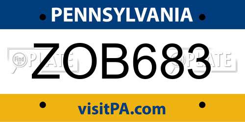 ZOB683 Pennsylvania License Plate