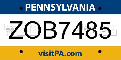 ZOB7485 Pennsylvania License Plate