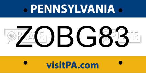 ZOBG83 Pennsylvania License Plate