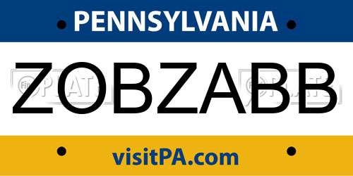 ZOBZABB Pennsylvania License Plate