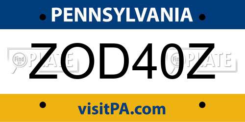 ZOD40Z Pennsylvania License Plate