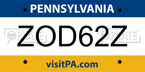 ZOD62Z Pennsylvania License Plate