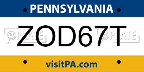 ZOD67T Pennsylvania License Plate