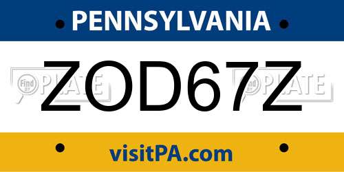 ZOD67Z Pennsylvania License Plate