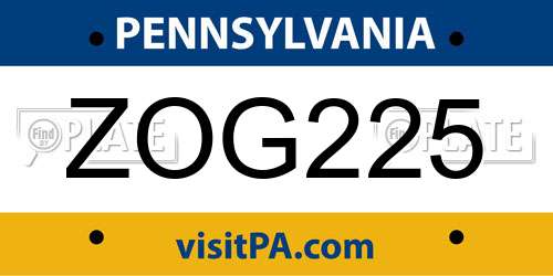 ZOG225 Pennsylvania License Plate