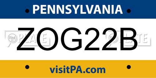 ZOG22B Pennsylvania License Plate