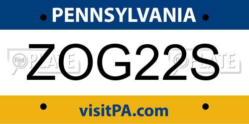 ZOG22S Pennsylvania License Plate
