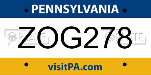 ZOG278 Pennsylvania License Plate
