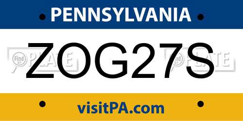 ZOG27S Pennsylvania License Plate