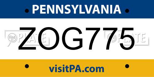 ZOG775 Pennsylvania License Plate