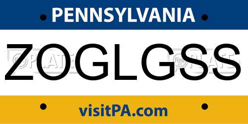 ZOGLGSS Pennsylvania License Plate