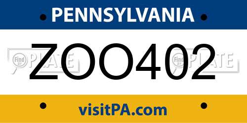 ZOO402 Pennsylvania License Plate