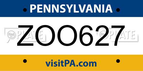 ZOO627 Pennsylvania License Plate