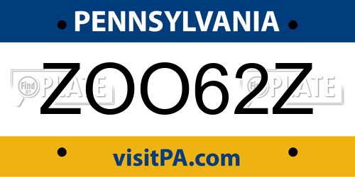 ZOO62Z Pennsylvania License Plate