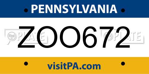 ZOO672 Pennsylvania License Plate