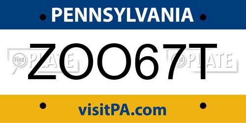 ZOO67T Pennsylvania License Plate
