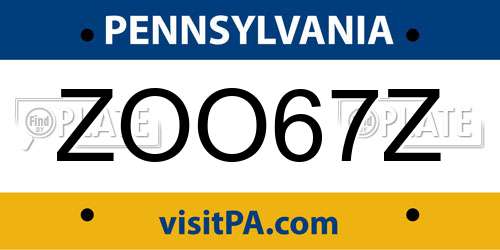 ZOO67Z Pennsylvania License Plate
